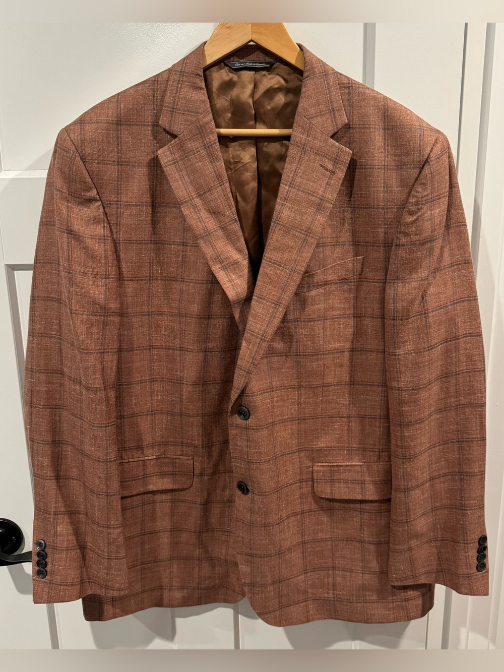 NEW Loro Piana x Jack Victor 40R orange brown plaid sports coat blazer